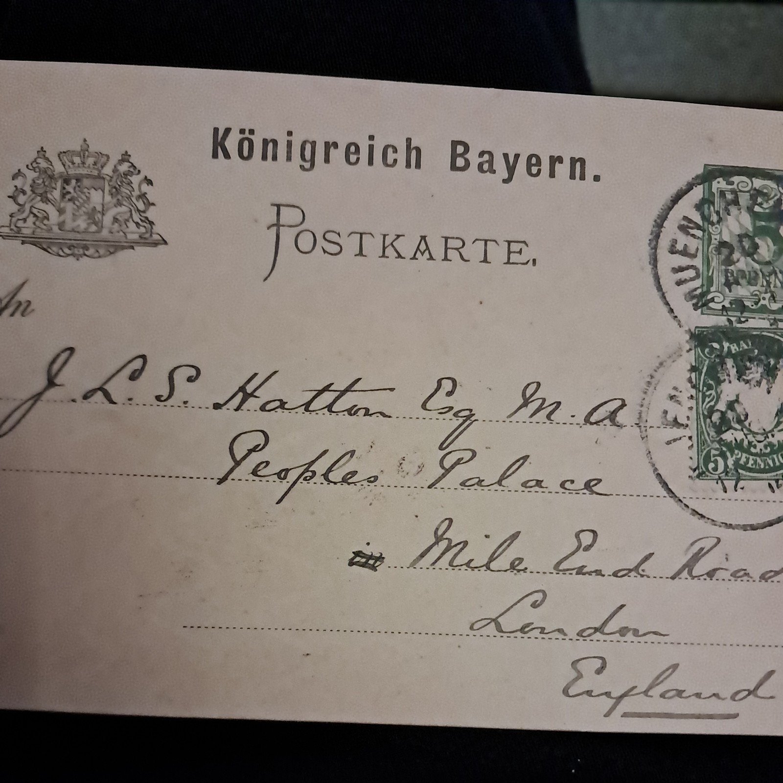 1894 GERMANY TO UK POSTCARD