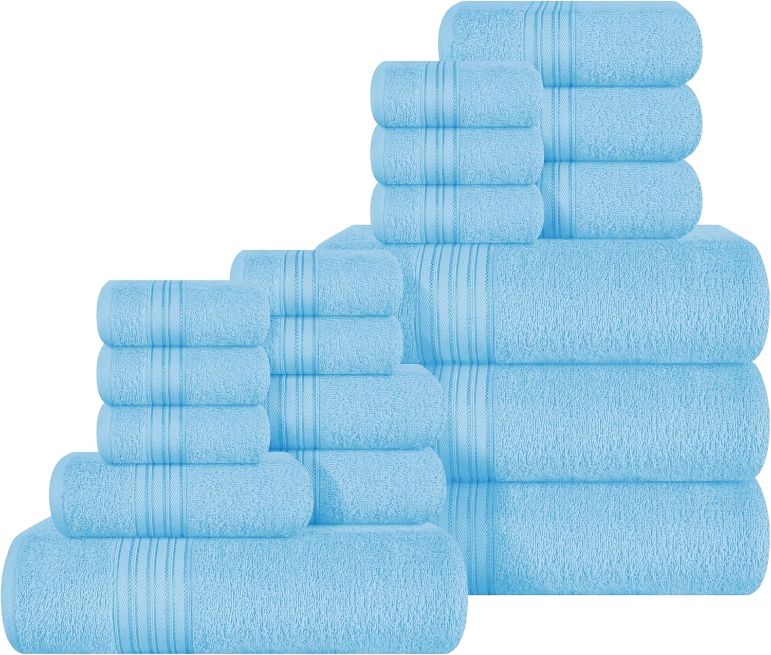 6 Pack Cotton Towel Set Ultra Soft Quick Dry 2 Bath Towels 2 Hand Towels