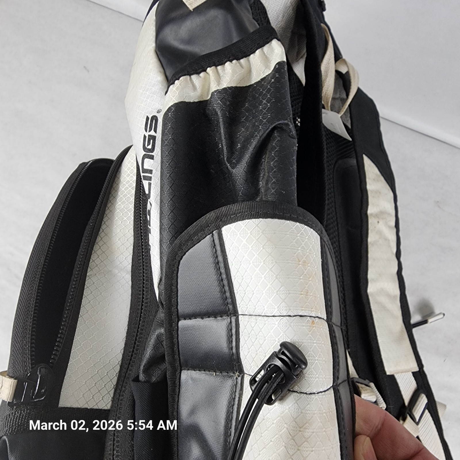 Rawlings Baseball Bag Backpack Black White Pockets Helmet Compartment Adjustable