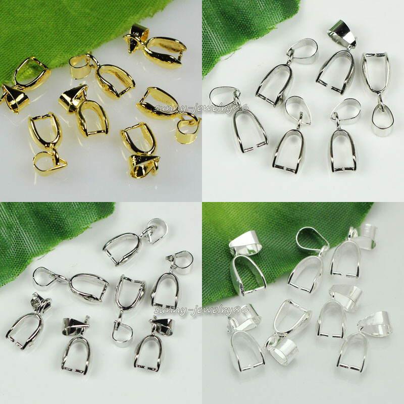 50/100/200pcs Pendant Pinch Bails Silver/Dull Silver/Gold Plated 14mm/16mm/20mm
