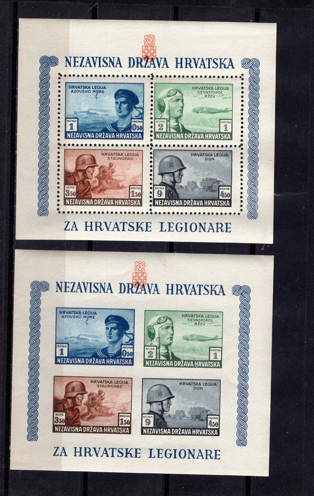 Croatia ww2 1943 - two blocks - legionares on the eastern front MNH