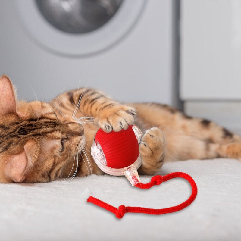 Automatic Rolling Ball Smart Cat Dog Toy Electric Pet Self-Moving Kitten (RED)