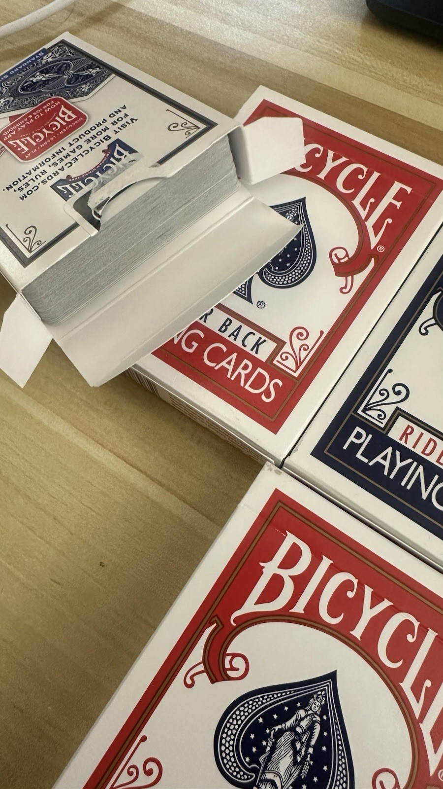 10 Decks - Bicycle Playing Cards Blue & Red, Very Lightly Used. GREAT Condition