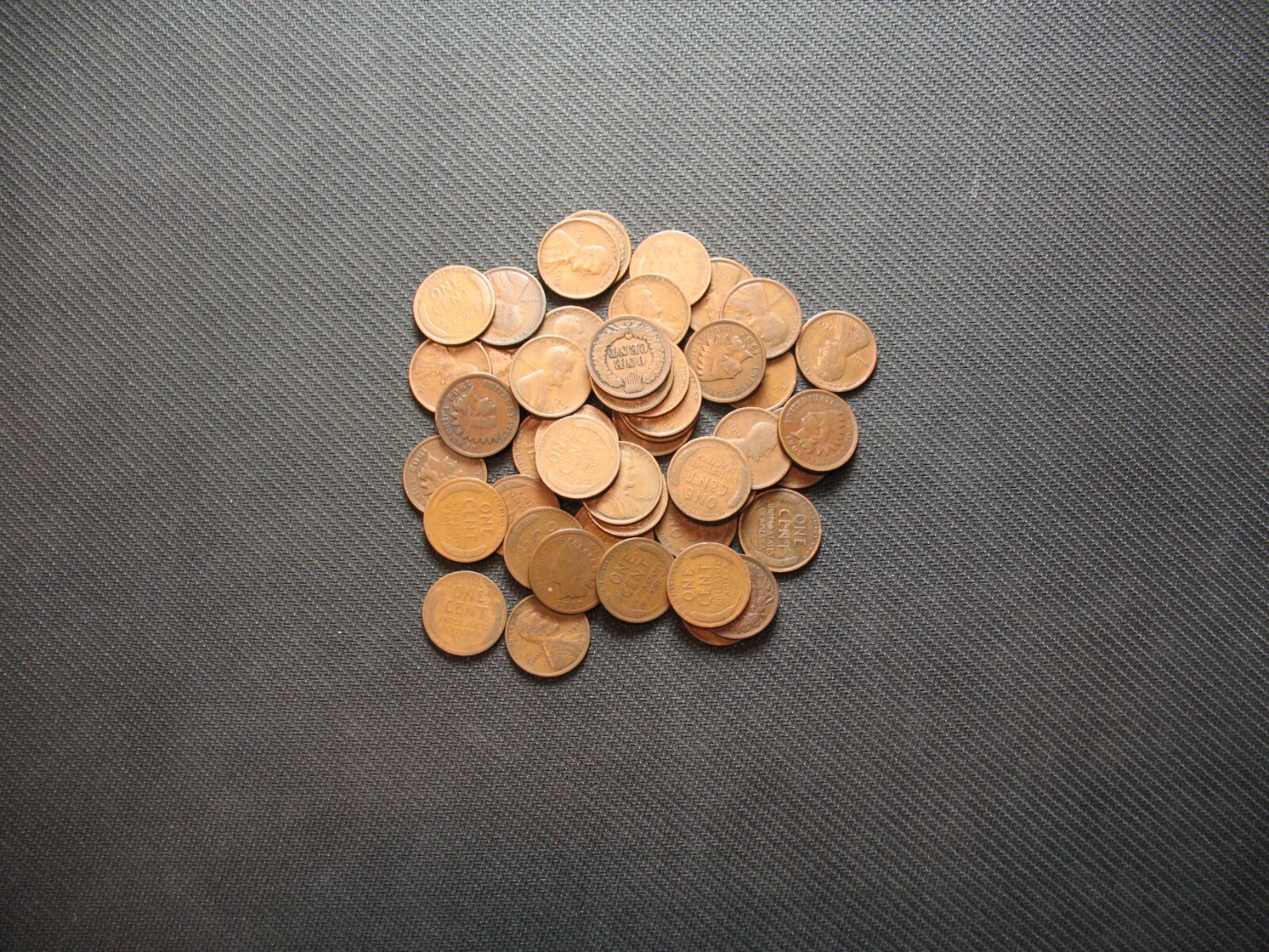 ONE SHOTGUN ROLL (50) INDIAN HEAD CENT & TEEN WHEAT PENNY 1858-1919 OLD COIN LOT