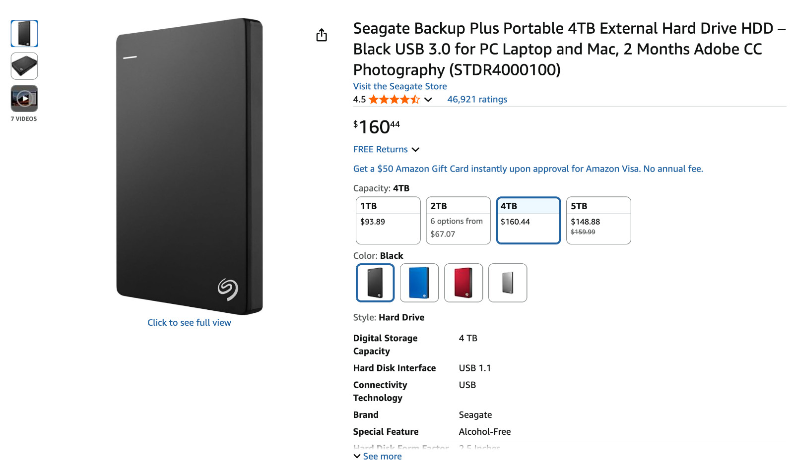 1 time used back up - Seagate Backup Plus Portable Storage 4TB, STDR4000100
