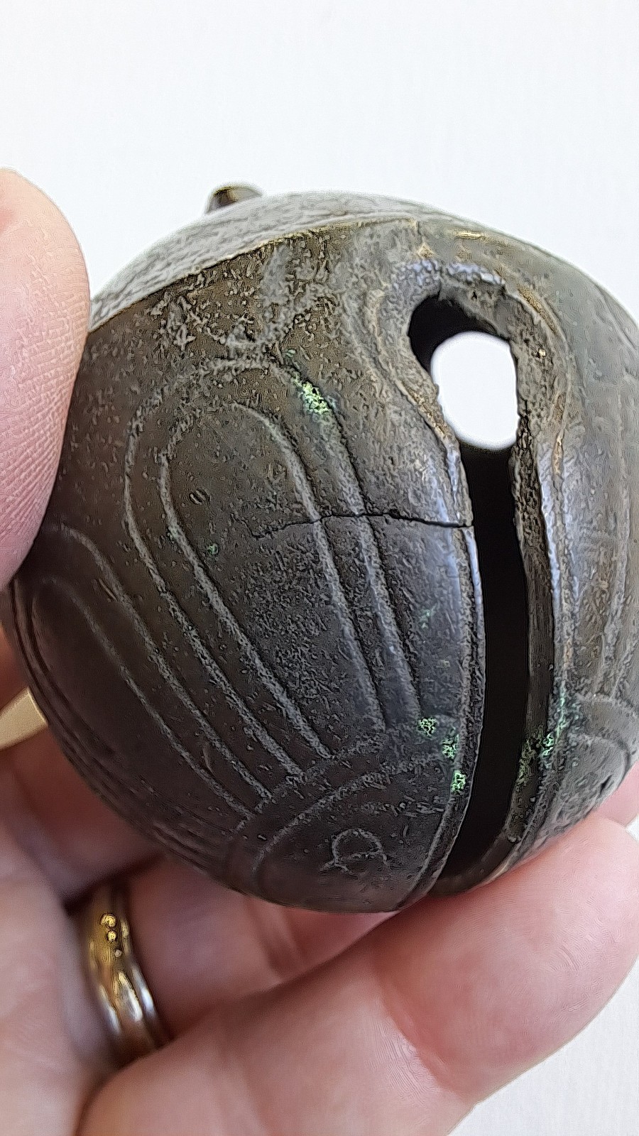 Antique Brass Metal Sleigh Bell HS & Co Henry Stanley Company Crotal Petal #4