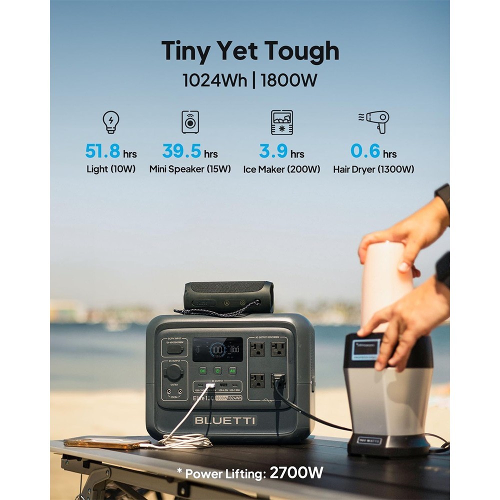 BLUETTI Elite 100 V2 1024Wh 1800W Portable Power Station for Camping Refurbished