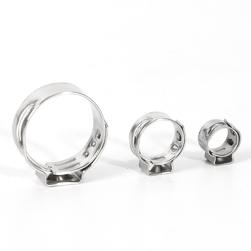 10/100X 304 Stainless Steel Single Ear Hose Clamps Assortment Water Pipe Hoop