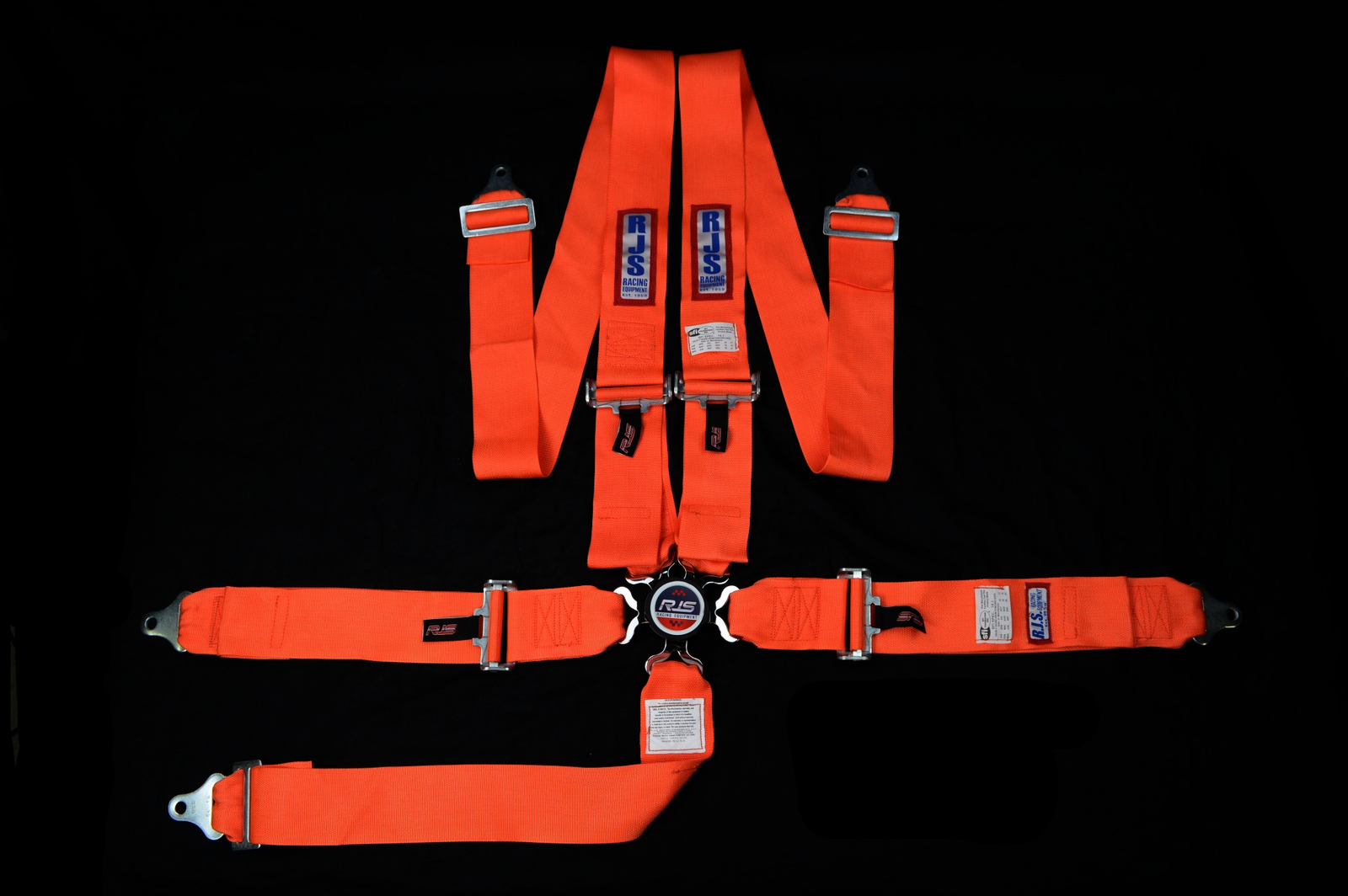 RJS RACING SFI 16.1 CAM LOCK 5POINT SEAT BELT HARNESS FLOOR MOUNT ORANGE 1034905