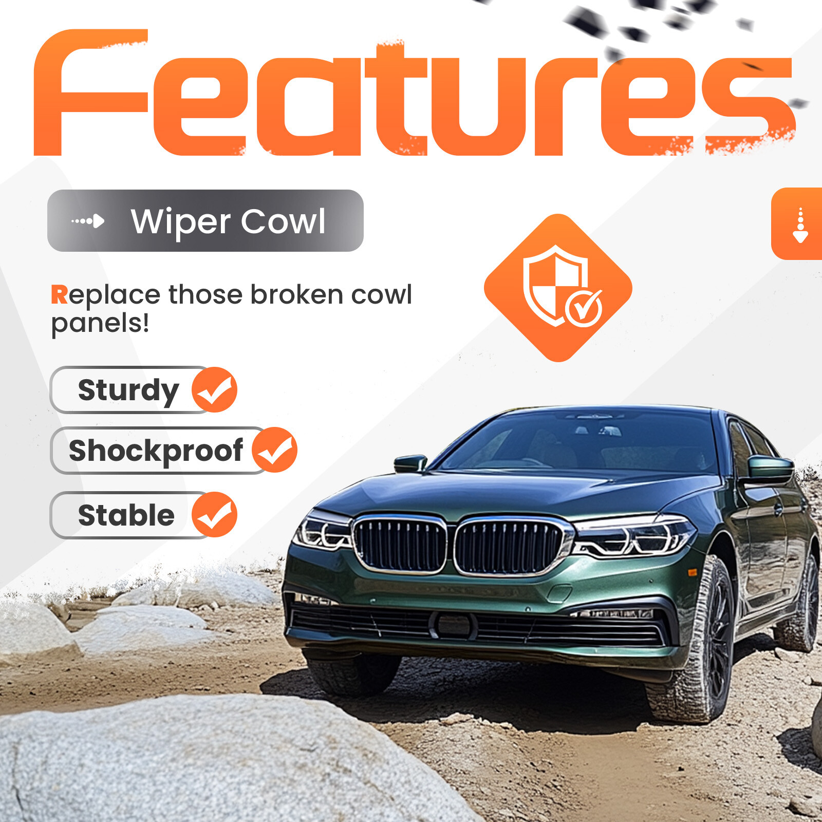 Windshield Cowl Panel Cover For 2011-2016 BMW 5Series M5 550i 528i #51717203124