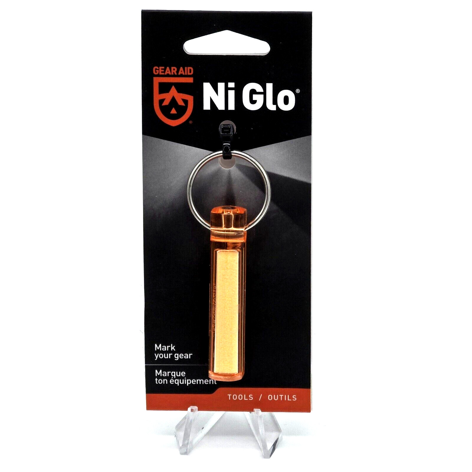 Ni-Glo Solar Gear Marker Blaze Orange Recharges By Sun or Light Source Keychain