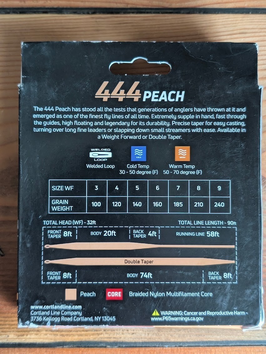 5WT WF Cortland 444 Peach Double Taper Fly Line Flyfishing