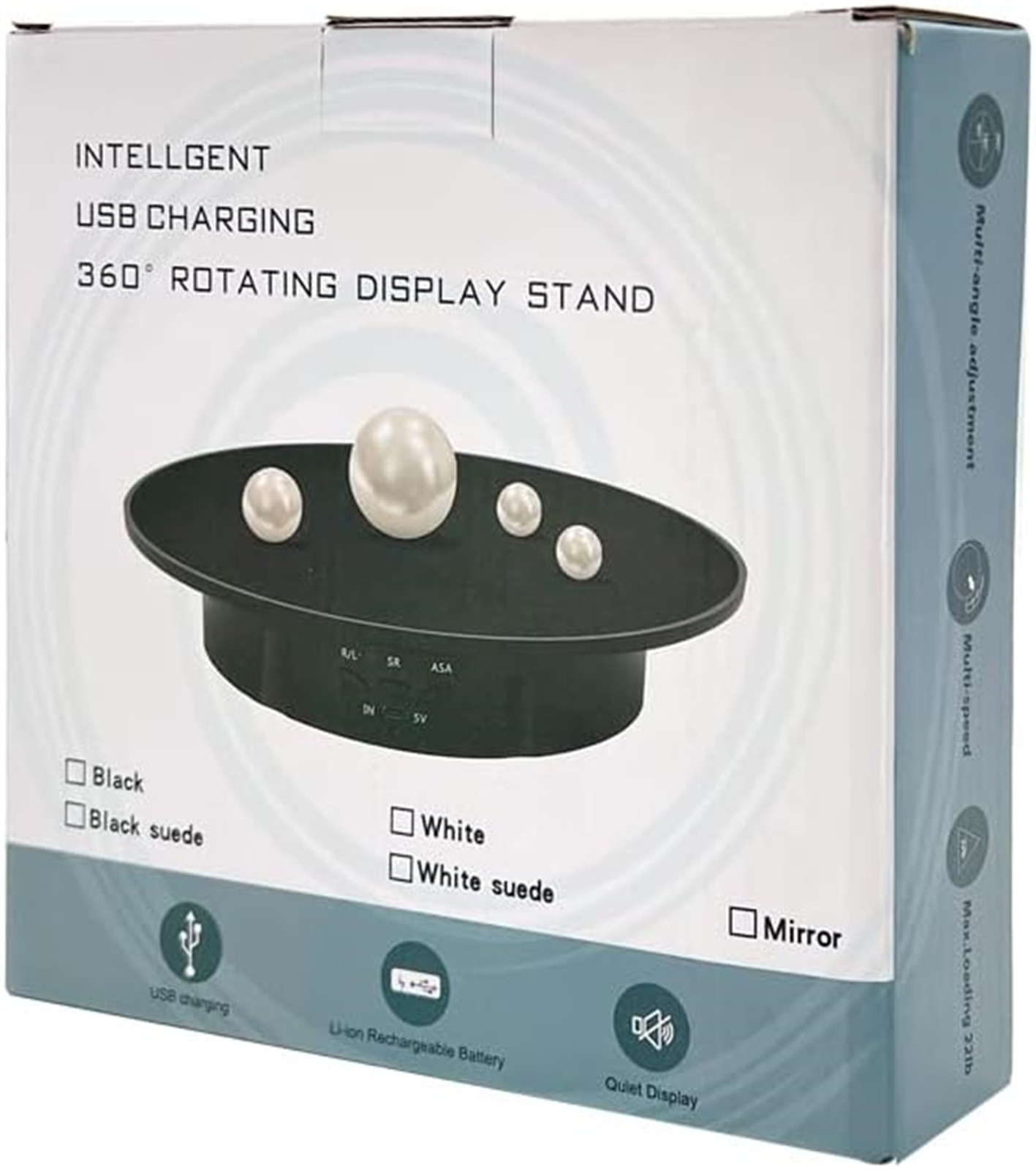 360-Degree Electric Rotating Turntable, Rechargeable Low Noise Display Stand