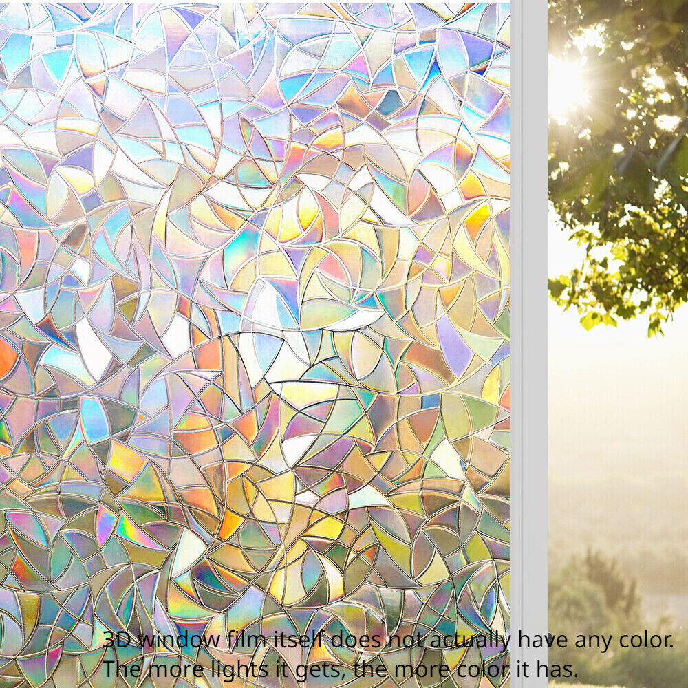 rabbitgoo Frosted Window Film Privacy Static Cling Stained Glass Film Decoration