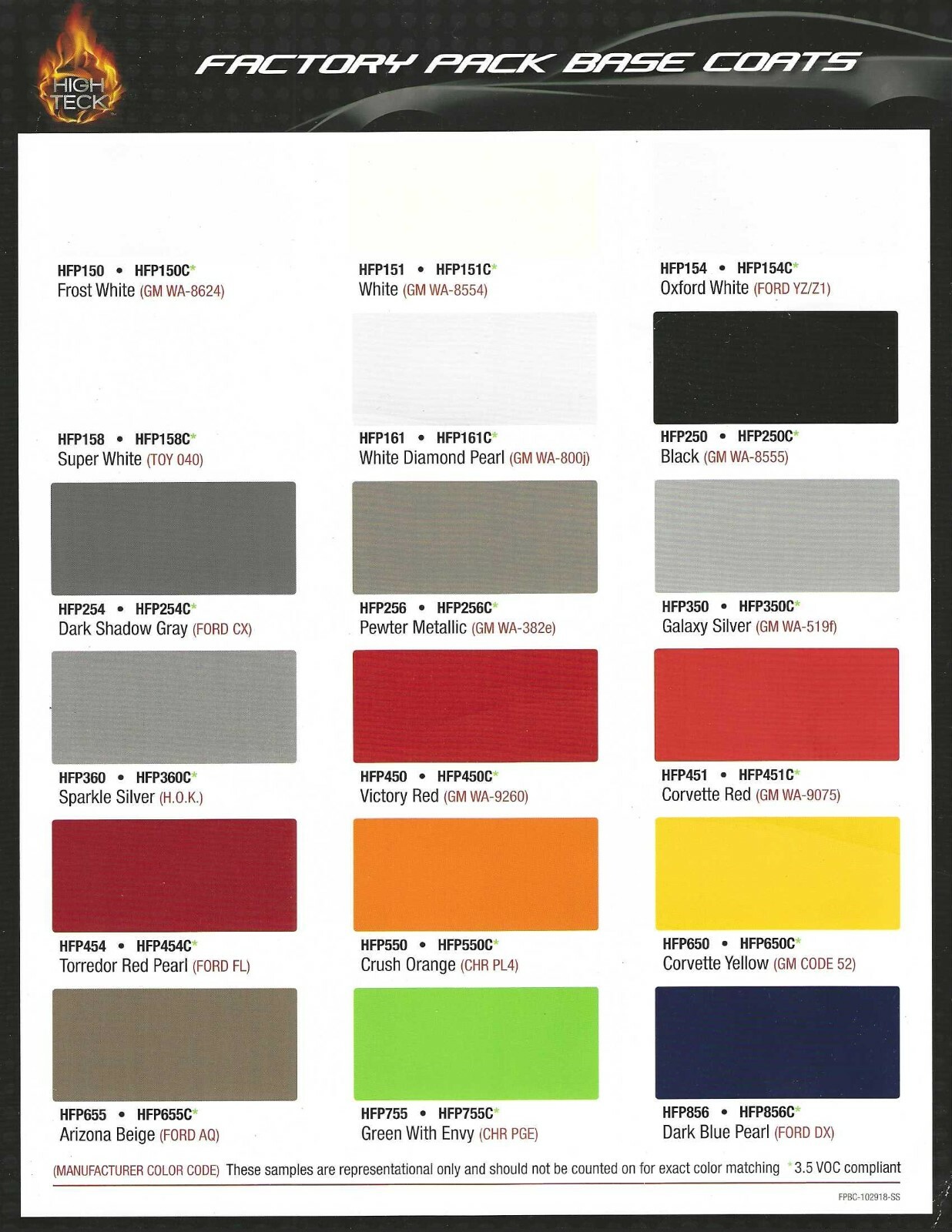 High Teck HFP250 Ebony Black Base Coat Paint Quart GM WA8555