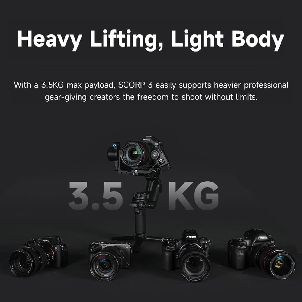 Feiyu SCORP-3 Camera Gimbal Stabilizer w/ Detachable Remote Handle & AI Tracking