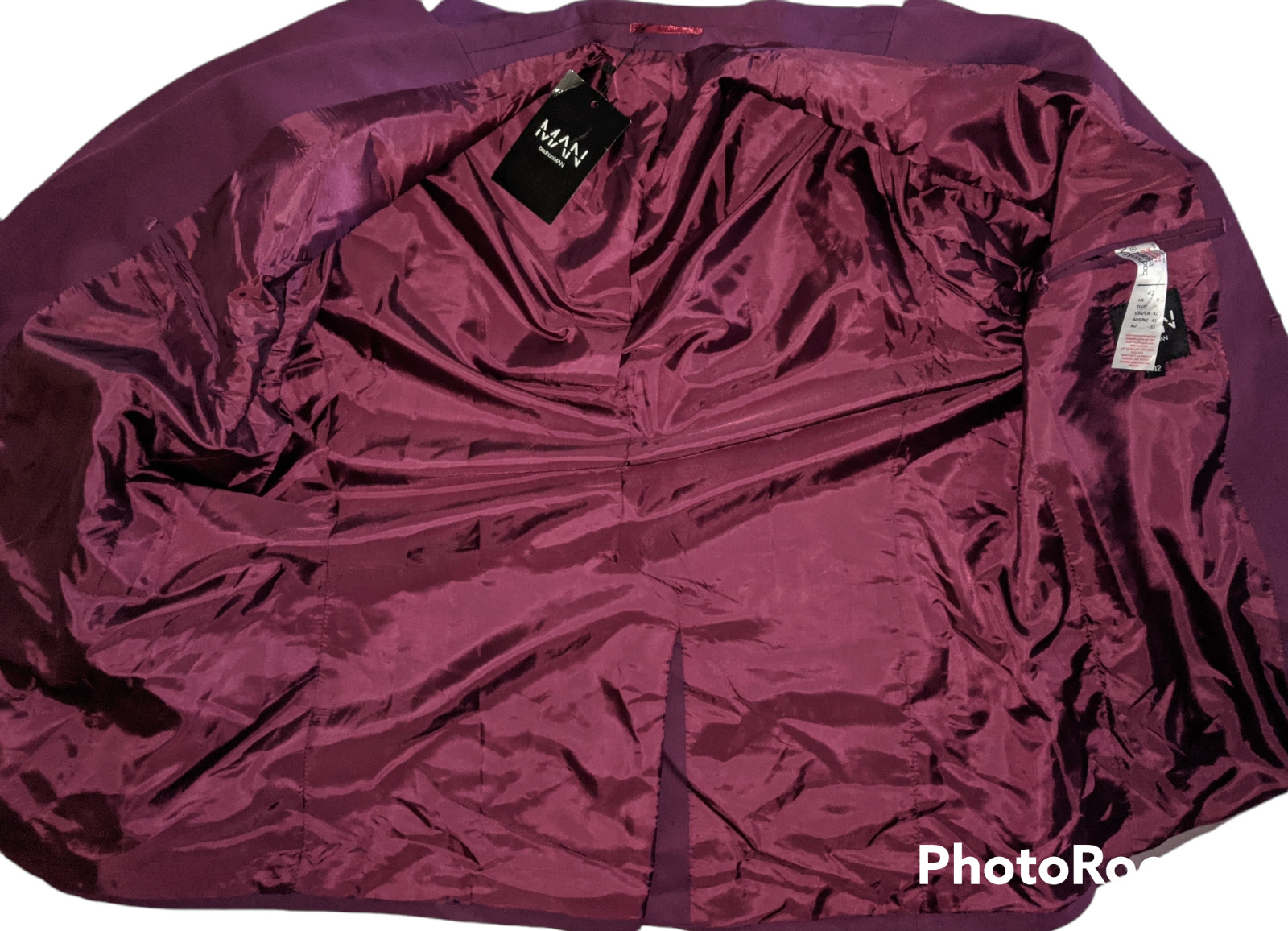 BoohooMAN Single Breasted Blazer Purple Contrast Relaxed Jacket Mens Sz 44 -NEW