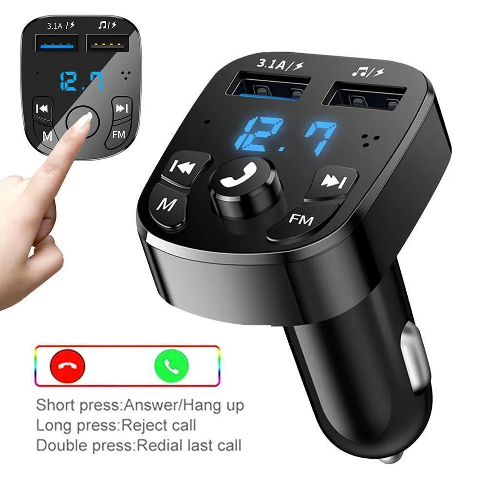 Bluetooth 5.0 Car Wireless FM Transmitter Adapter 2USB PD Charger Hands-Free Lot