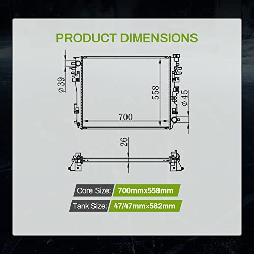 Radiator 09-18 Dodge Ram 1500 & 11-13 Ram 2500 3500 3.6L 3.7L 4.7L 5.7L V6 V8