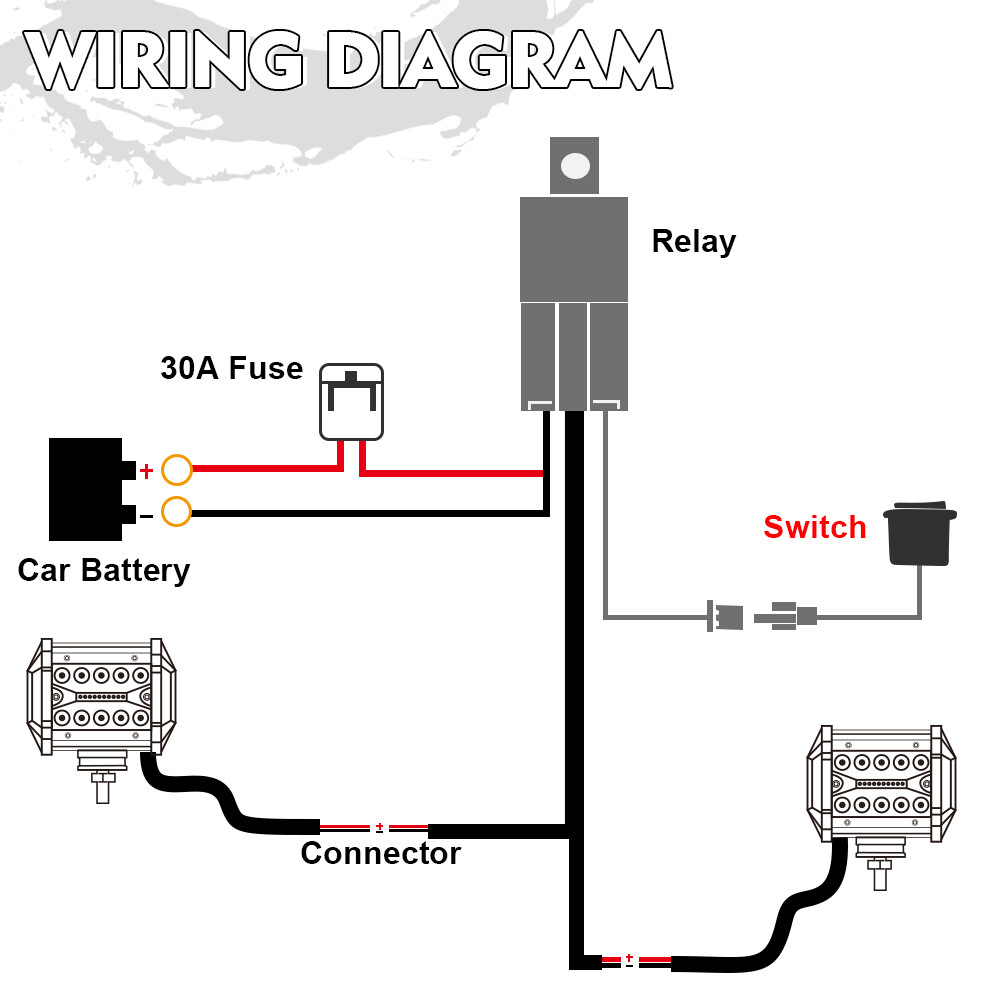 2 Lead Wiring Harness LED Light Bar 40Amp Relay Fuse ON-Off Switch For 2 Lights