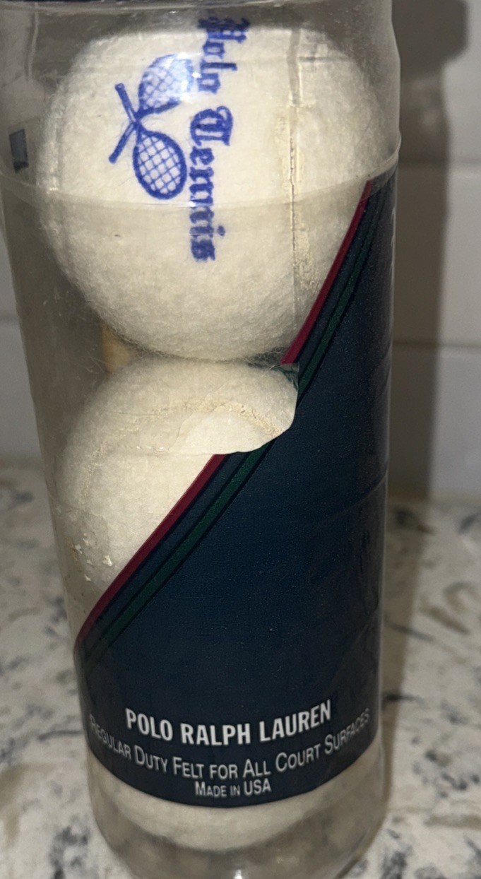 Vintage Unopened Ralph Lauren Polo 3 Tennis Balls Pony w/ Red, Blue Logos New