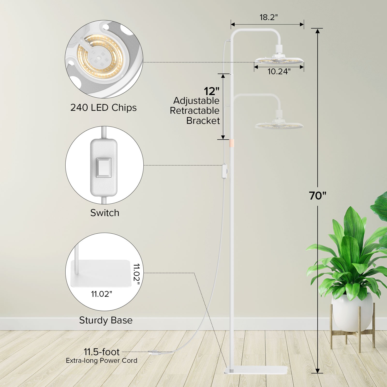 100W Grow Lights 10200LM Full Spectrum Indoor Tall Plant Growing Remote Control