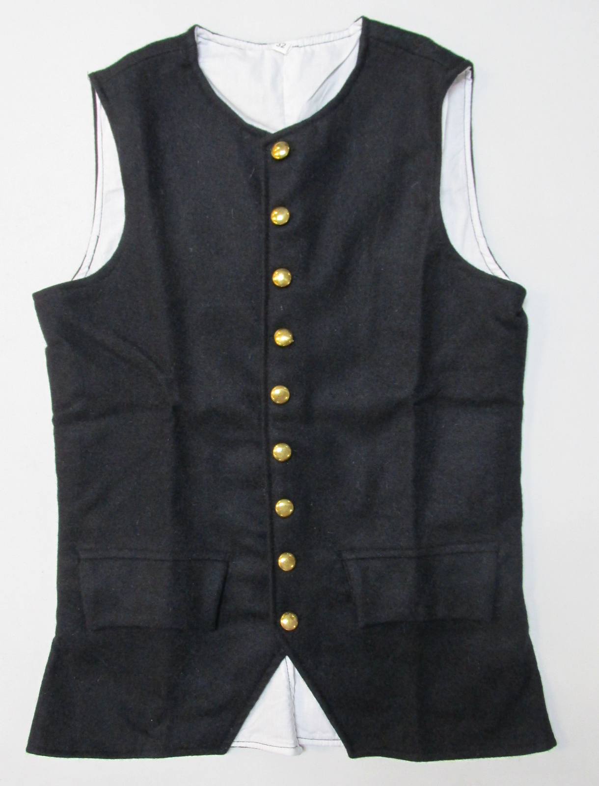 Revolutionary War Era Waist Coat - Wool with Brass Buttons Reproduction
