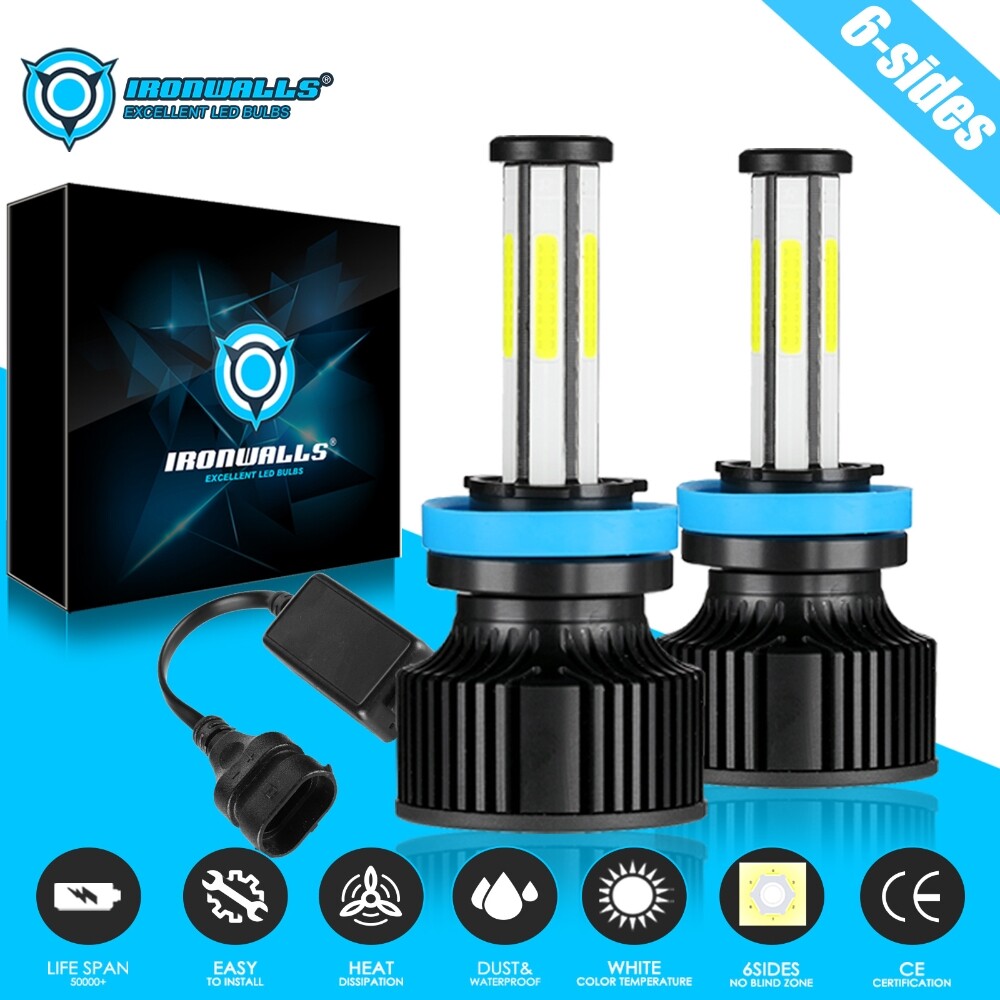 6-Sides H11 H9 LED Headlight Bulbs Low Beam Super Bright 15000W 2800000LM White