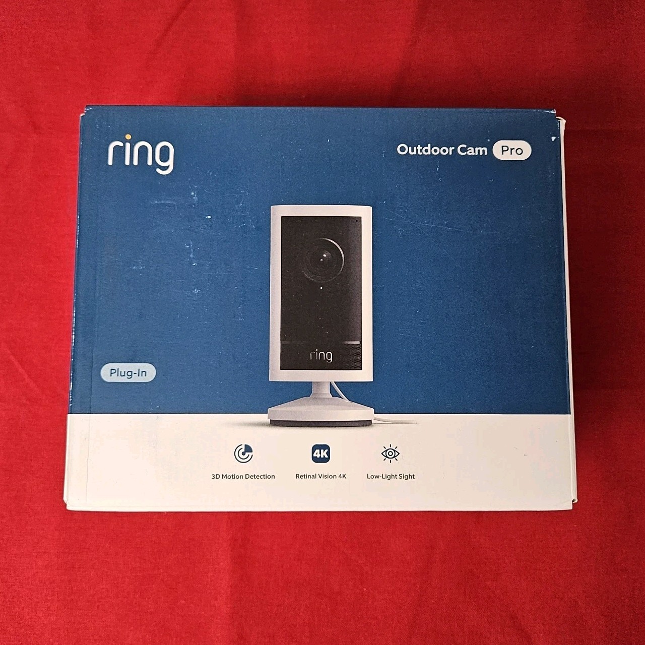 Ring Outdoor Cam Pro Retinal 4K Plug-in Camera 10x Zoom, White ,New+Sealed