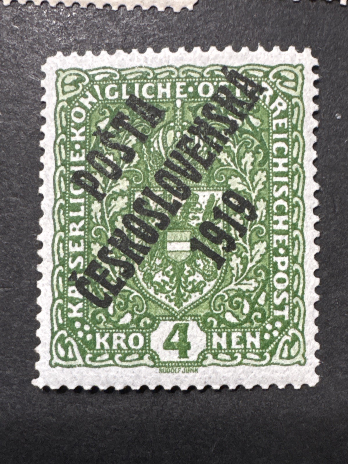 Czech Collections Overprint Posta Ceskoslovenska 1919 Mint Hinged Old Rare Stamp