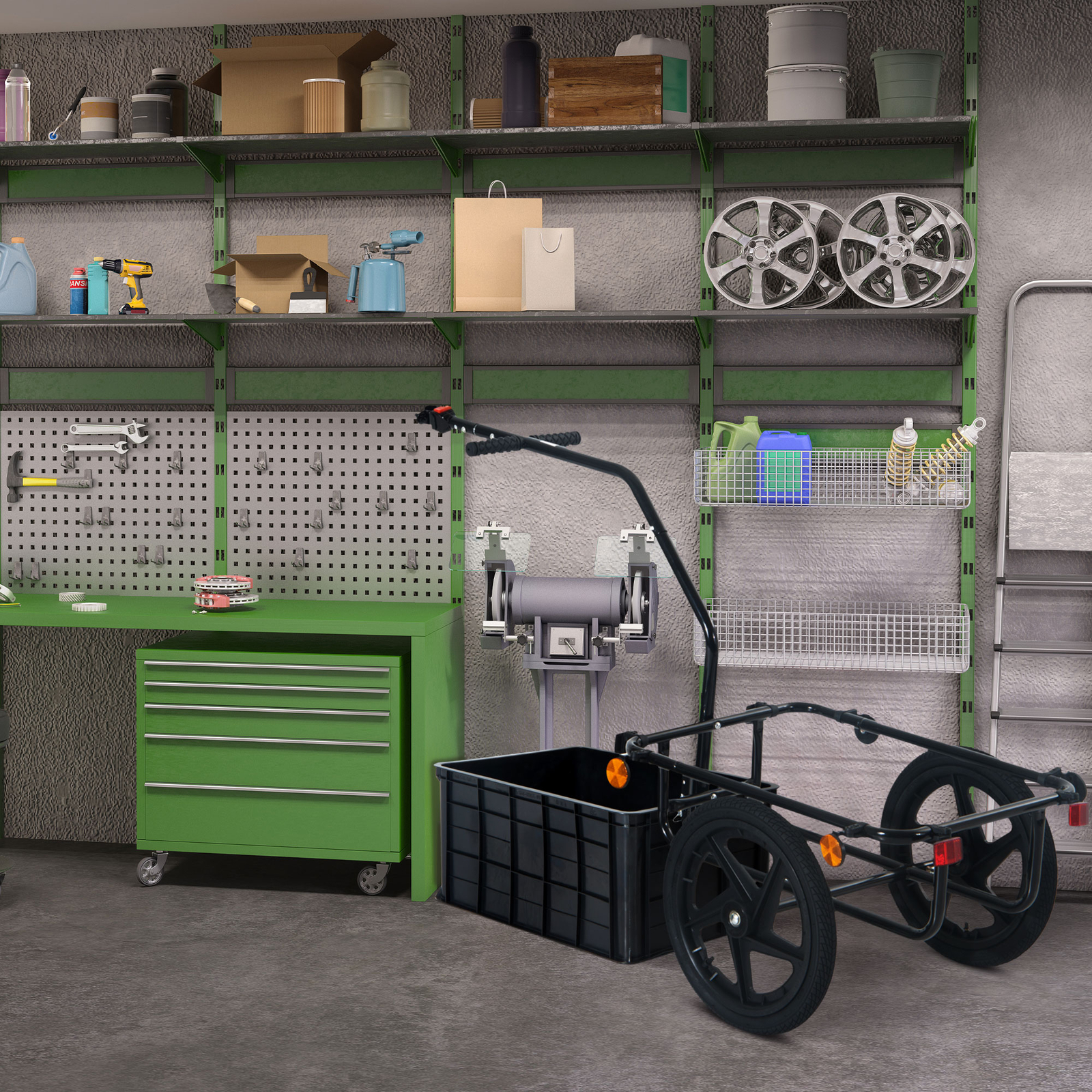 Bicycle Bike Cargo Trailer Steel Carrier Storage Cart Wheel Runner For Shopping