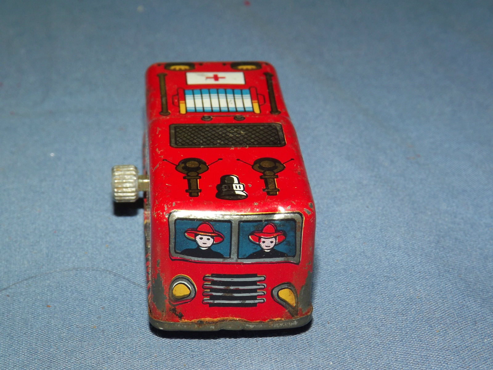 VINTAGE TOY 1960-70S KANTO TOYS MINI TIN LITHO WIND UP FIRE TRUCK