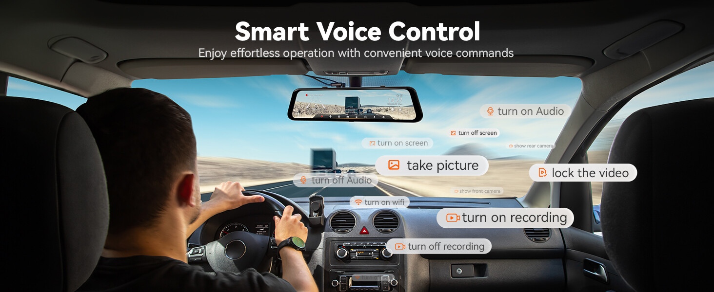 WOLFBOX G850 PRO 4K Mirror Dash Cam with ADAS & BSD, 5.8GHz WiFi Voice Control