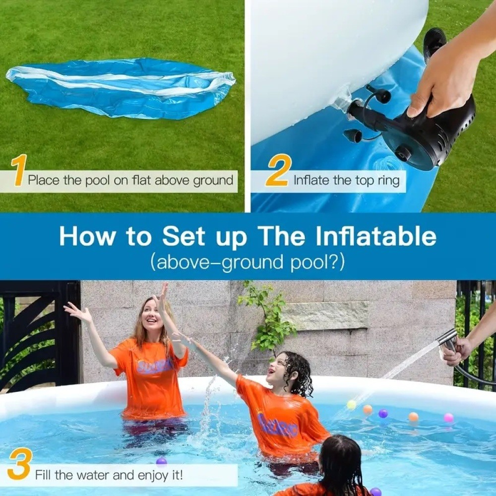 240cm Blue PVC Inflatable Swimming Pool for Garden Backyard