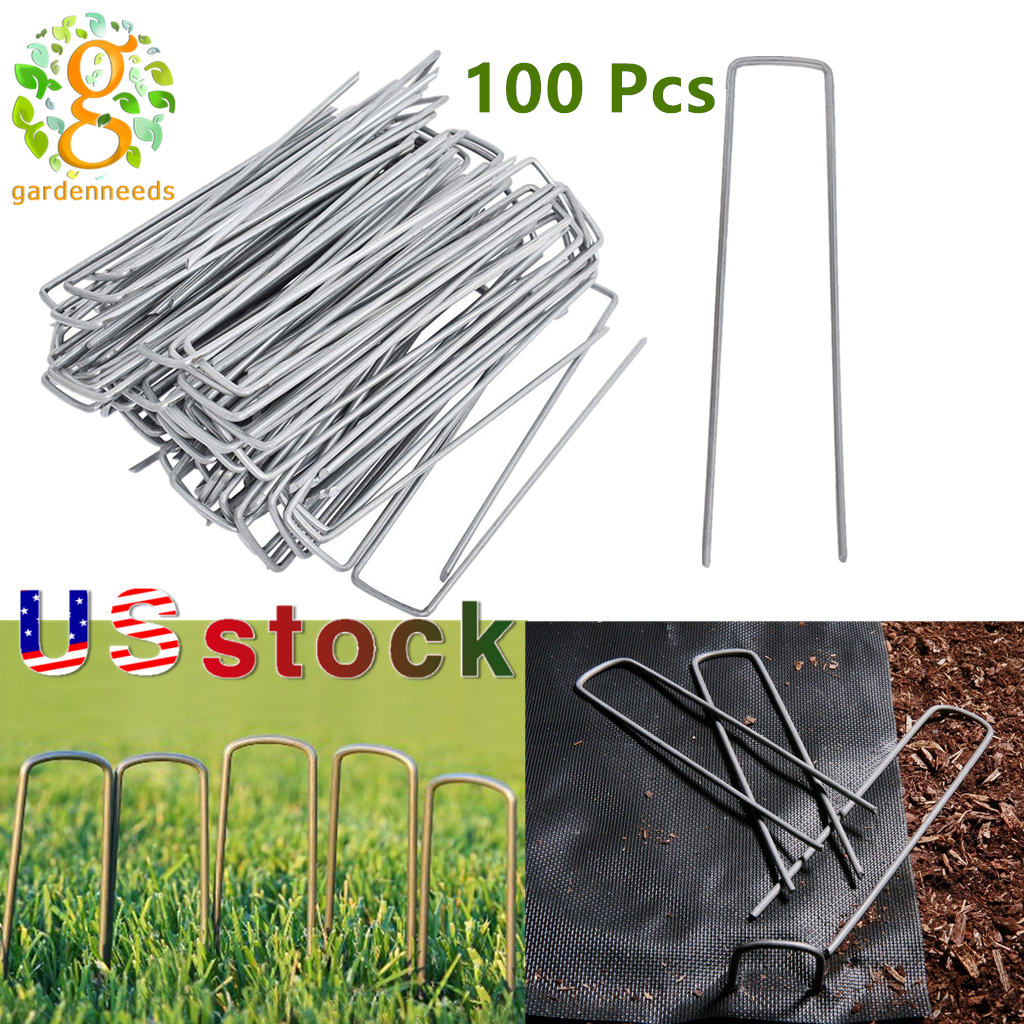 NEW 6 inch Landscape Sod Staples Sturdy Garden Stakes Weed Barrier Fabric Pins