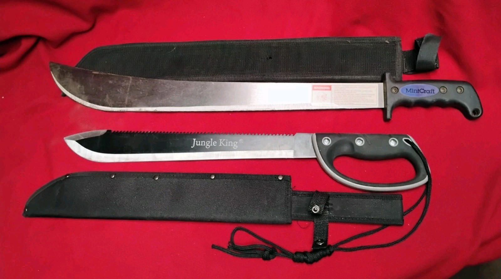 Mechete 2pc lot Mintcraft & Jungle King 21" & 15" blades with sheaths good cond