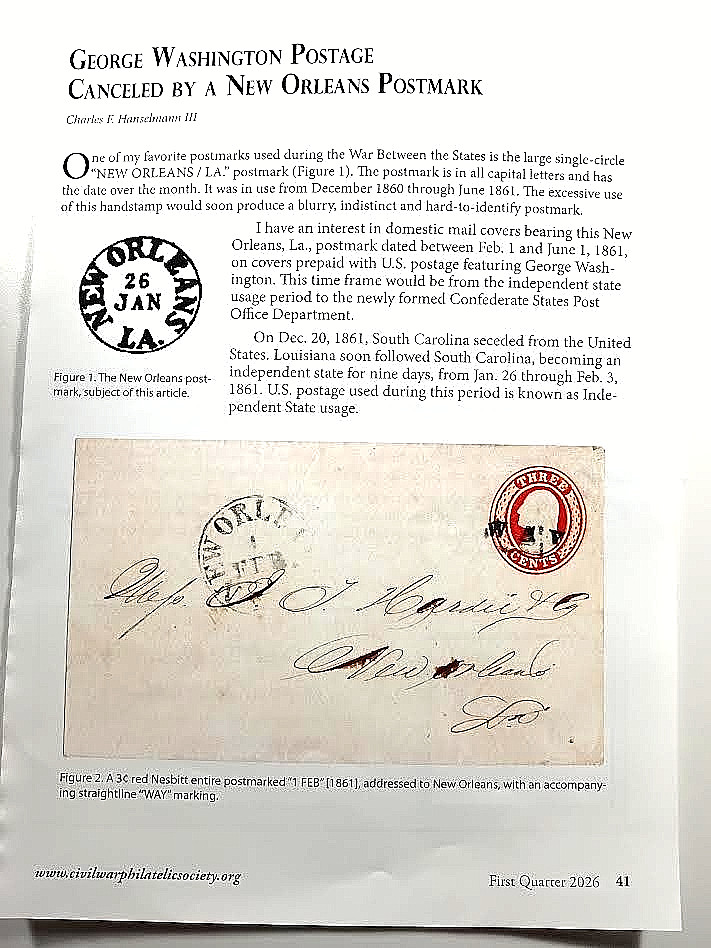 1861 NEW ORLEANS LA Cover CONFEDERATE USAGE OF US POSTAGE Chantelle FRANCE