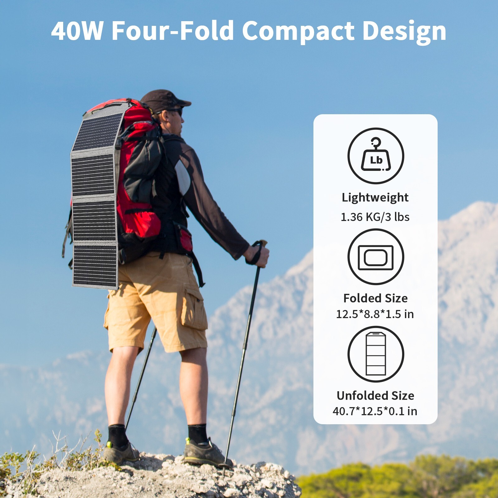MHPOWOS 40 watt USB Solar Panel Type C Solar Panel Charger Foldable for Camping