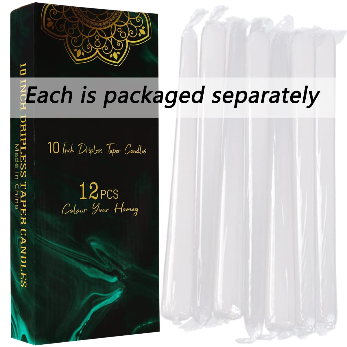 Dripless Taper Candles - Unscented White Candles Bulk Candle Sticks Long Burning