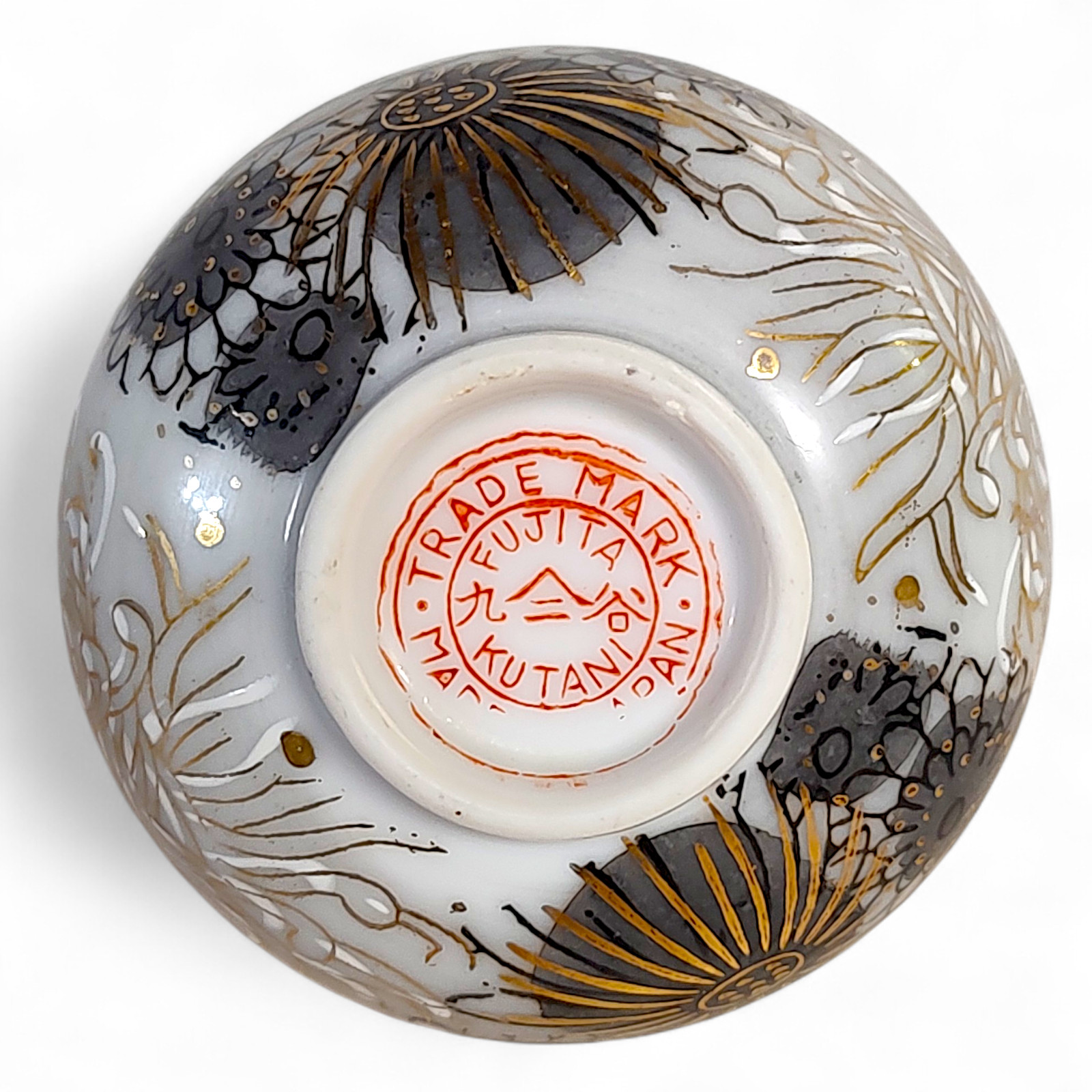 Vintage Kutani Fujita Floral Chrysanthemum Ceramic Porcelain Tea Cup 2" Japan