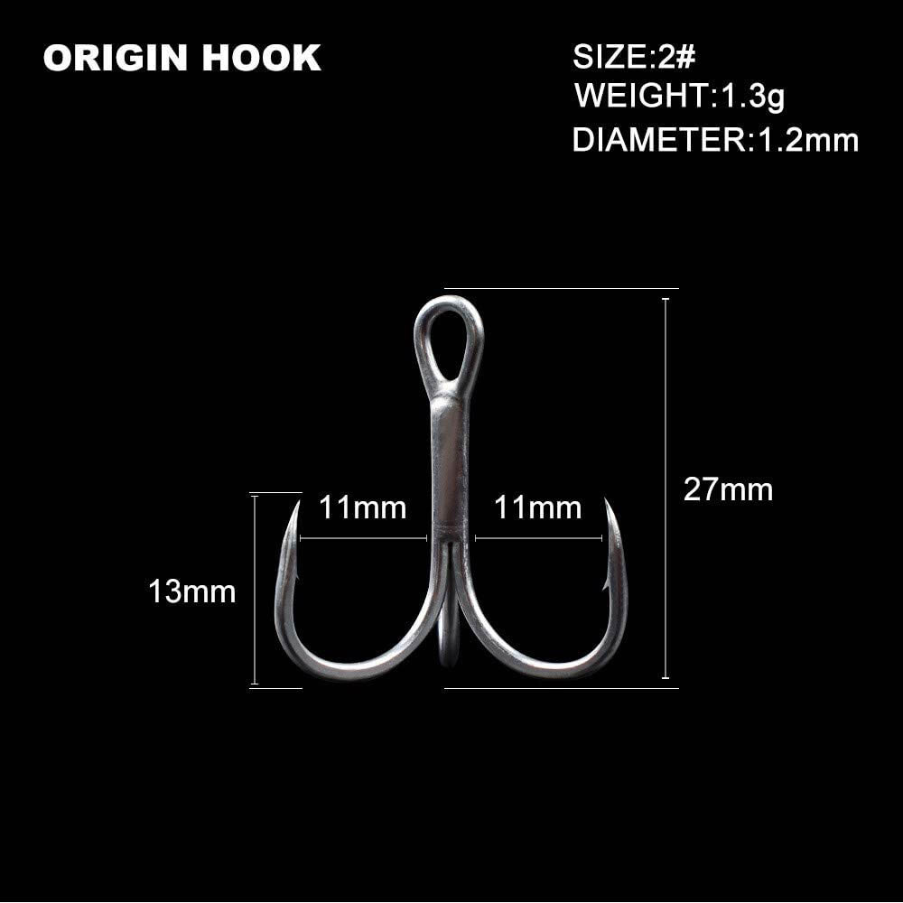 50Pcs 2X Strong Fishing Treble Hooks w/ Feather Dressed 2/4/6/8/10# Tackle USA