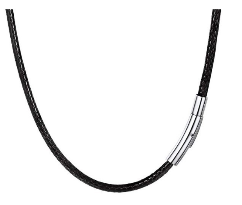 3mm Black Rope Leather Cord Chain Necklace Stainless Steel Clasp 16-34inch