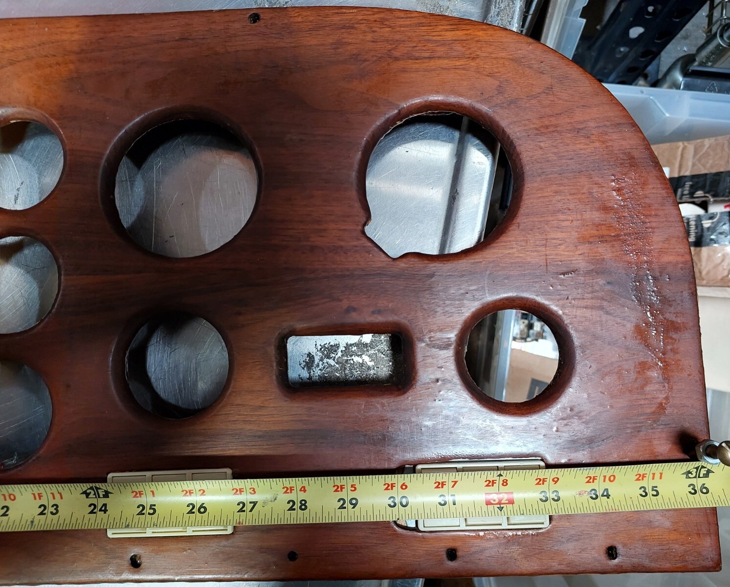 Rare Vintage World War II Military Aircraft Instrument Control Panel (Walnut Woo