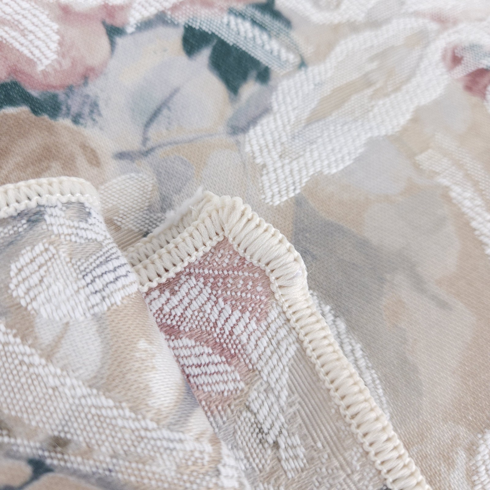 Tablecloth Damask Woven Pastel Floral Reversible White 54" x 80"