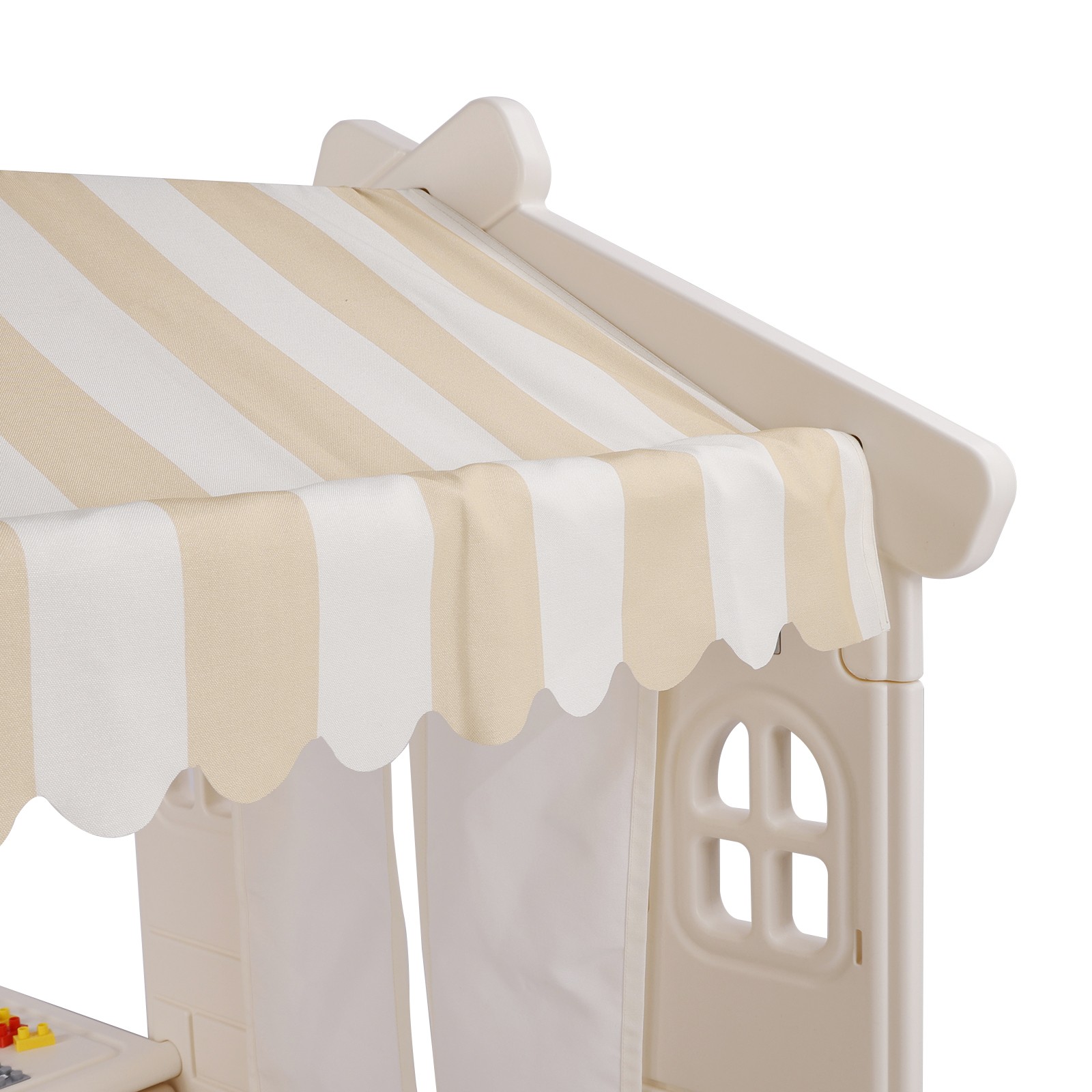 Kid Plastic Outdoor Playhouse With Light Strip And Building Blocks Toddler Toy-