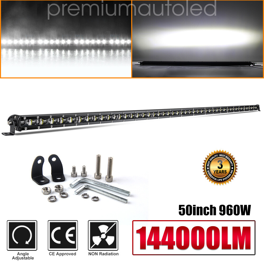 Single Row 50"Slim LED Light Bar Spot Flood Combo Work Offroad SUV Driving ATV