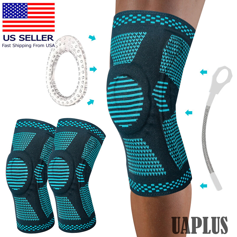 Silicone Knee Sleeve Compression Brace Support Gym Joint Pain Arthritis Relief