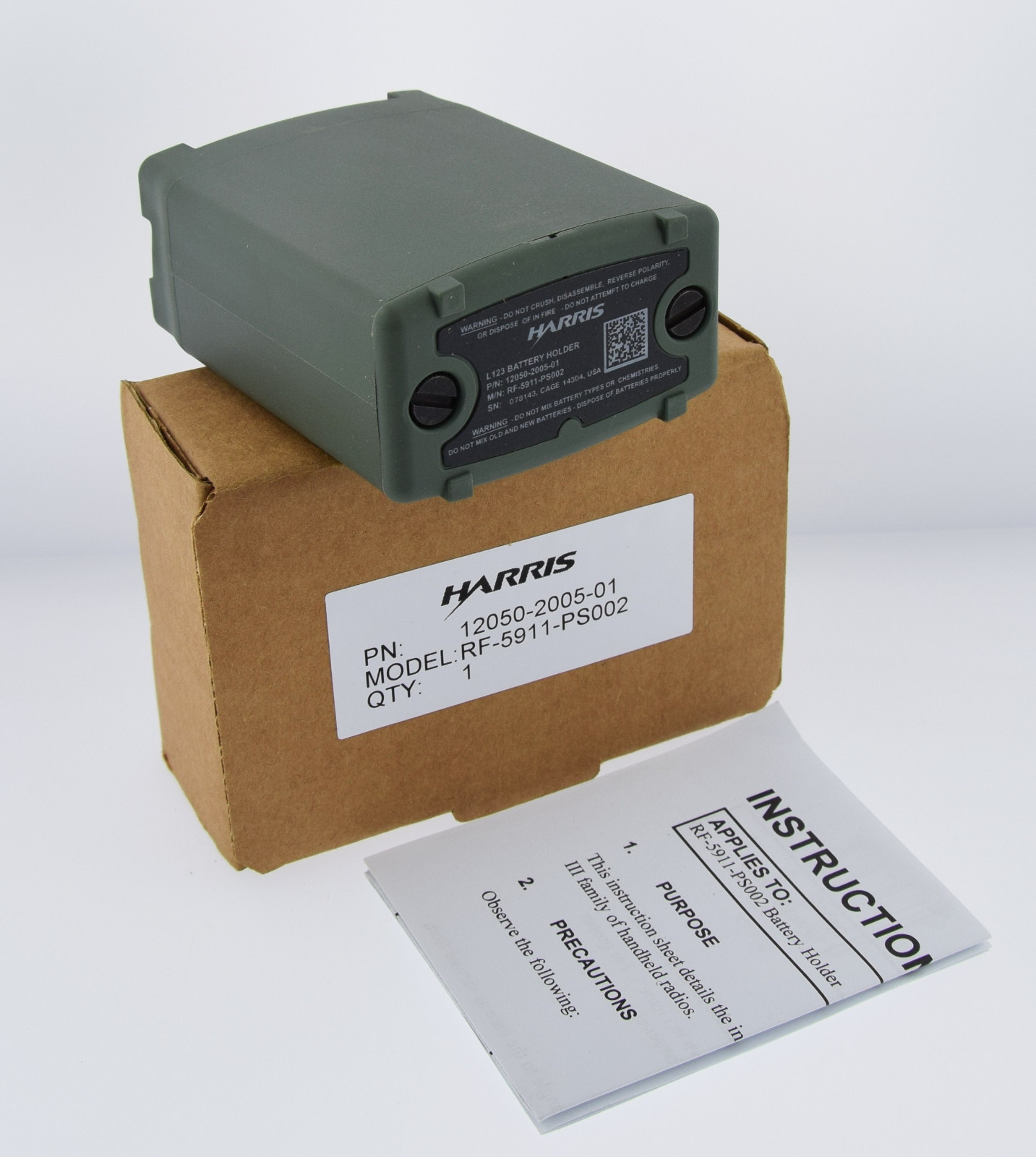 HARRIS MILITARY PRC-152 RADIO L123 BATTERY HOLDER RF-5911-PS002 12050-2005-01