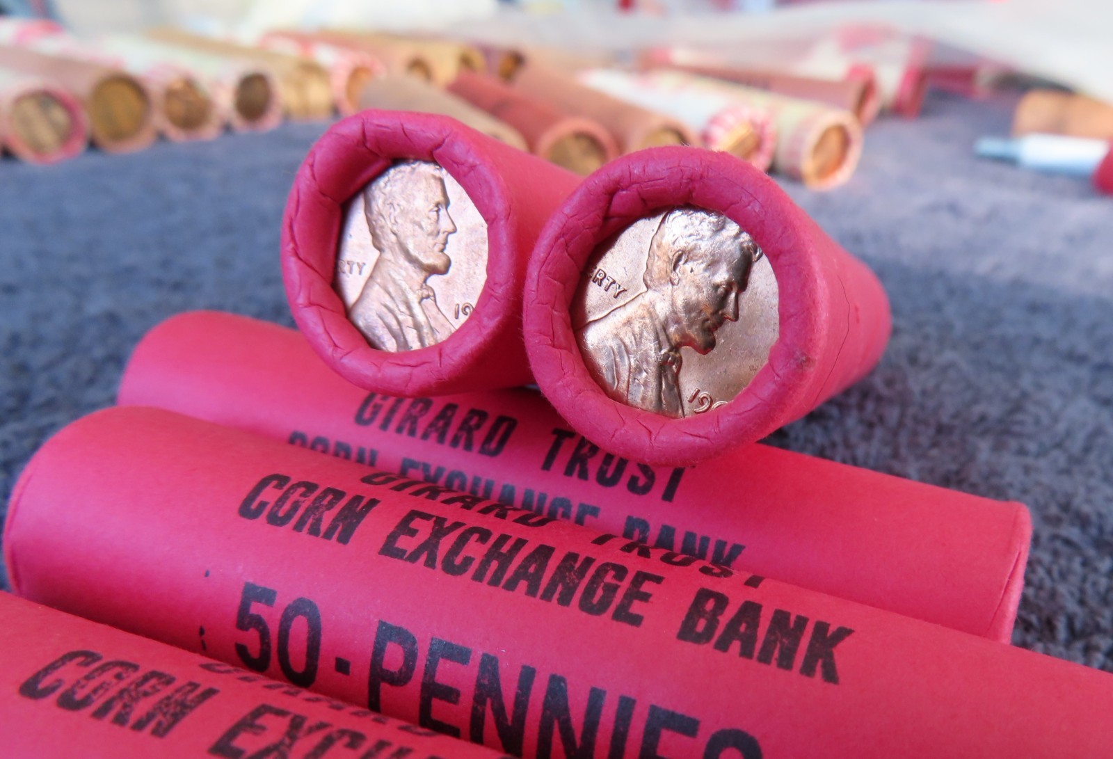 1963 **Original Bank Wrapped ** Uncirculated Lincoln Cent Roll - OBW Penny's