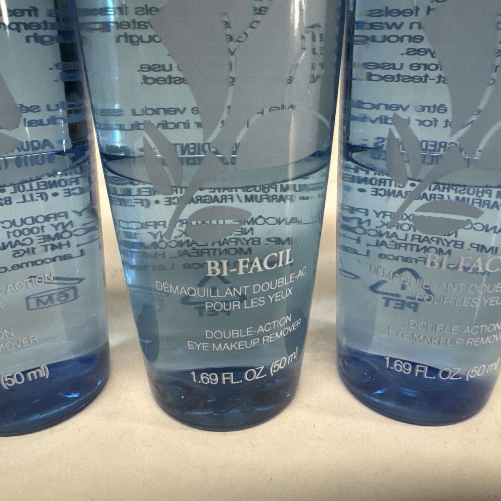 3 x Lancome Bi-Facil Double Action Eye Makeup Remover 1.7 oz / 50ml Each